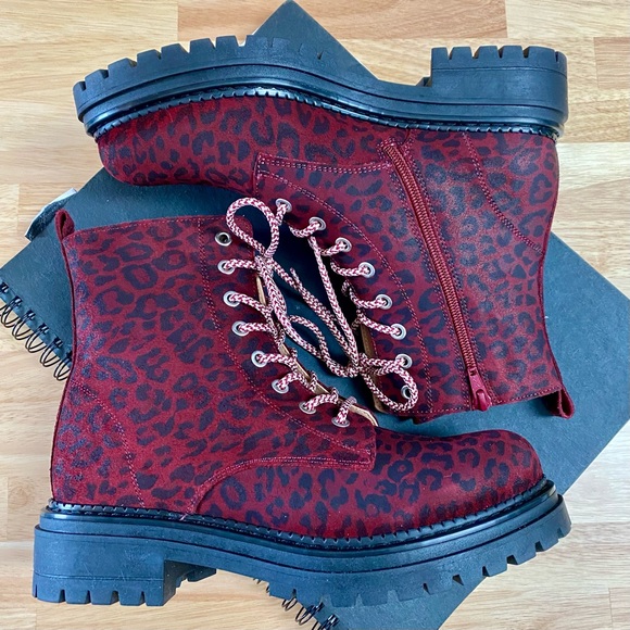 ANTHRO MAEVE 🔥 From Anthropologie - Harvest Hiker Boot in Wine Cheetah - Size 9 - Picture 2 of 6